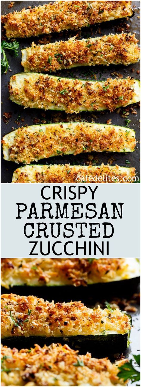 Zucchini Stuffed, Parmesan Crusted Zucchini, Zucchini Recipe, Cafe Delites, Stuffed Zucchini, Diner Recept, Easy Zucchini, Resep Diet, Easy Side Dish