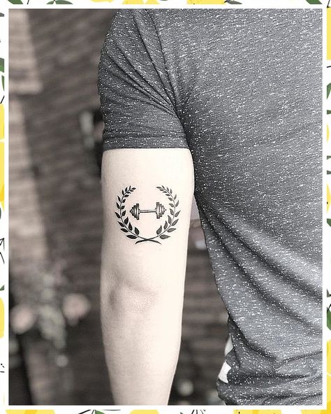 Tattoo Life - The Smartest and Quickest Way to Get What You Need is From Amazon.com - Click to visit TODAY! Tattoo For Gym Guys, Gym Small Tattoo, Barbell Tattoo Ideas, Gym Tatoos Ideas, Fitness Tattoo Ideas Men, Gym Tattoos For Men, Men Tricep Tattoo, Gym Related Tattoos, Tricep Tattoo Men Ideas