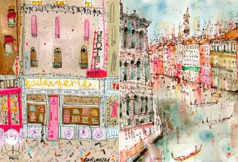 Clare Caulfield, Paris and Venice City Maps Design, Galway Ireland, Building Art, Urban Sketching, Galway, Watercolor And Ink, Art For Sale, Fine Art Paper, Art Journal