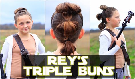 Hairstyles | The Force Awakens Rey Hair Star Wars, Rey Star Wars Hair, Star Wars Hairstyles, Star Wars Hair, Hairstyle Video, Beach Waves Hair Tutorial, 5 Minute Hairstyles, Tight Braids, Beach Wave Hair