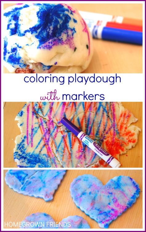 Coloring Playdough with Markers Playdough Table, Cutout Cookie, Dough Ideas, Playdough Activities, Invitation To Play, Food Dye, Toddler Play, Toddler Art, Diy Slime