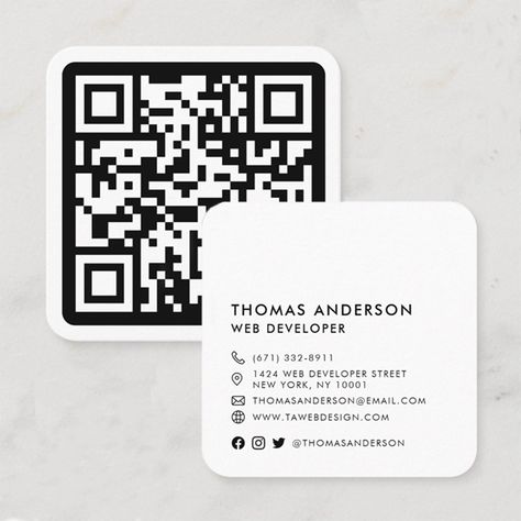 Qr Code Business Card Ideas, We Code Business Card, Digital Marketing Business Card, Digital Business Card Design Ideas, Square Card Design, Business Card Design Qr Code, Business Card Design With Qr Code, Qr Code Business Card Design, Qr Code Design Ideas