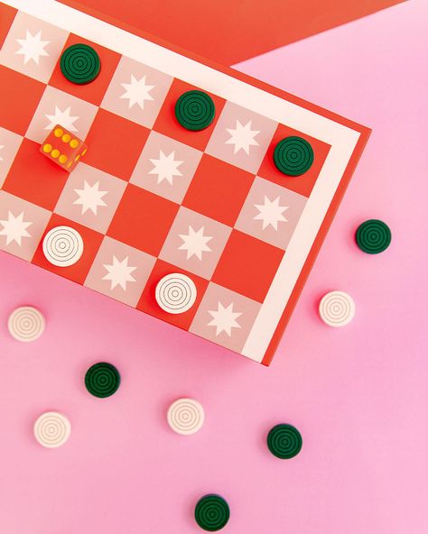 Game Night! 2-in-1 Checkers & Backgammon Board by ban.do - game - ban.do Cute Chess Board, Board Game Photoshoot, Board Game Design Ideas, Cool Board Games, Wood Dominoes, Boardgame Design, Backgammon Game, Hot Pink Fashion, Checkers Game