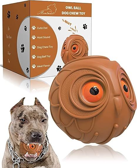 This owl-like dog ball toys are tough and strong enough for puppy, medium/large breeds.Its Giggle sound is sure to catch your dog’s attention, and you'll be amazed that it becomes their favorite toy in no time. Dog knows it. This ball will keep your dog entertained for a while and will also make you smile with the cute and fun owl sounds it makes. You and your dog will have hoot! Enjoy :-) Don't forget to share a little kindness wherever you go! Dog Stocking Stuffers, Dog Toys For Aggressive Chewers, Dog Toys Indestructable, Dog Toy Ball, Hoot Owl, Dog Ball, Interactive Dog Toys, Dog Chew Toys, Cute Owl