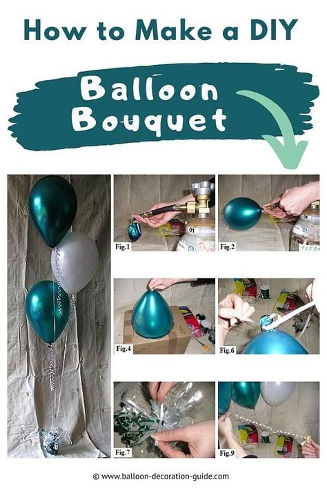 Learn how to make a balloon bouquet in a few simple steps. These floating, elegant centerpieces look great as table decorations for anniversaries, weddings or birthdays. Find more DIY decor ideas with step-by-step instructions at Balloon Decoration Guide. #partyideas #balloonguide Diy Balloon Bouquet Tutorials, Balloon Bouquet Tutorial, Diy Balloon Bouquet, Balloon Centerpieces Diy, Balloon Business, Balloon Bouquet Diy, How To Make Balloon, Balloon Clusters, Bouquet Tutorial