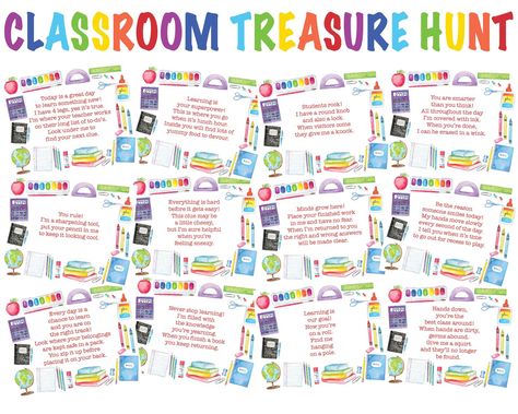 Classroom Treasure Hunt School Treasure Hunt Classroom | Etsy School Treasure Hunt Clues, School Scavenger Hunt Clues, School Scavenger Hunt Elementary, Classroom Treasure Hunt, Scavenger Hunt School, Kindergarten Scavenger Hunt, School Treasure Hunt, Treasure Hunt Riddles, Leprechaun Hunt