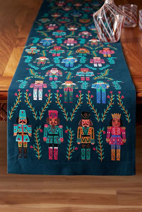 Nutcracker Table, Tablecloth Ideas, Anthropologie Christmas, Holiday Tablescape, Tin Ornaments, Perfect Hostess, Penguin Ornaments, Holiday Tablescapes, Pumpkin Candles