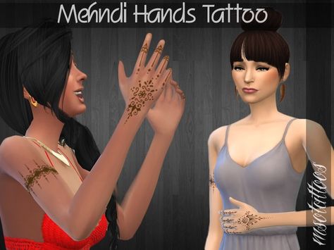 luvjake's Mehndi Hands Tattoos Sims 4 Henna, Lady Gaga Tattoo, Mehndi Tattoos, Mehndi Hands, Tattoos Set, Garter Tattoo, Sims 4 Tattoos, Female Tattoos, Sims 4 Cc Shoes