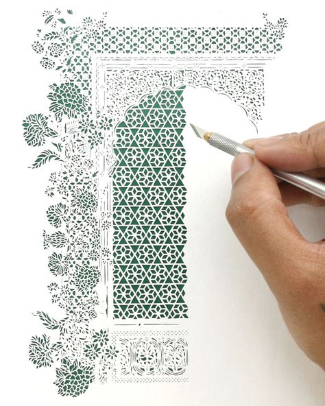 I’ve Been Experimenting With And Learning From Papercuts For More Than 6 Years, Here Are My 8 Cutouts Of Indian Havelis Islamic Illumination, Nature Illustrations, Cut Out Art, Paper Carving, Paper Cutout Art, Geometric Pattern Art, Islamic Art Pattern, Islamic Artwork, Islamic Design