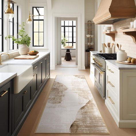 10 Luxurious Kitchen Cabinet Inspirations Magnolia Kitchen Ideas, Cream And Black Kitchen, Modern Spanish Style Kitchen, Buy Rug, Kitchen Runners, Kitchen Rug Runner, Timeless Kitchen, Kitchen And Dining Room, Inspire Me Home Decor