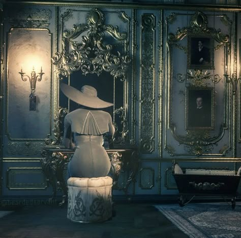 Re8 Aesthetic, Lady Dimitrescu Castle, Castle Dimitrescu, Lady Vampire, Resident Evil Alice, Re Village, Castle Interior, Lady Dimitrescu, Resident Evil 8