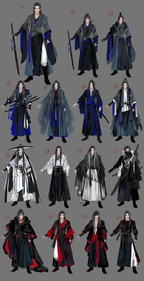 Red And Blue Character Design, Red Anime Outfit, Chinese Oc, Fashion Design Drawings, Chinese Clothing, Character Design Male, Drawing Clothes, Fantasy Clothing, Fantasy Fashion