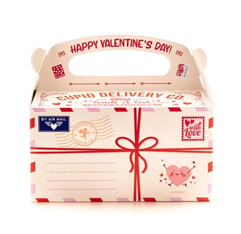 "Cupid Delivery Co. Gable Box - 8.5\" x 5.25\" x 4.4375\" Packaging Box, Cookie Packaging, Gift Packaging, Valentines Day Packaging, Gift Box The box is approx. 8.5\" long x 5.25\" wide x 4.4375\" tall, and is made of a sturdy paperboard. These gable boxes pop up and open very easily and make packaging your treats super easy! This listing is for a single box, buy as many as you would like! If you want to purchase these in bulk, please visit my website: https://misscookiepackaging.com/product-category/cookieboxes/ This item includes empty box packaging. No cookies will be sold with this listing. © 2023 MissCookiePackaging. All rights reserved. All Sales are final." Gifting Packaging Ideas, Valentines Day Packages, Packaging For Valentine's Day, Valentine's Day Package, Valentine Handmade Gifts For Him, Valentine Packaging Ideas Boxes, Colorful Packaging Ideas, Cute Boxes For Gifts, Funny Packaging Design