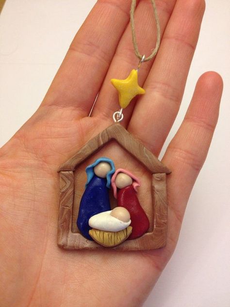 Christmas Chronicles, Clay Christmas Decorations, Tree Icon, Polymer Clay Ornaments, Christmas Clay, Nativity Ornaments, Polymer Clay Christmas, Nativity Crafts, Navidad Diy