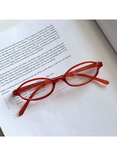 Red Glasses Aesthetic, Small Oval Glasses, Seiko Ayase, Red Frame Glasses, Ahs Style, Y2k Glasses, Red Y2k, Red Jelly, Small Glasses