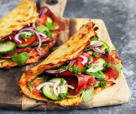 Fedtforbrændende Mad, Protein Pizza, Keto Fast, Pizza Sandwich, Sandwich Wraps, Health Dinner, Health Dinner Recipes, High Protein Recipes, Arugula