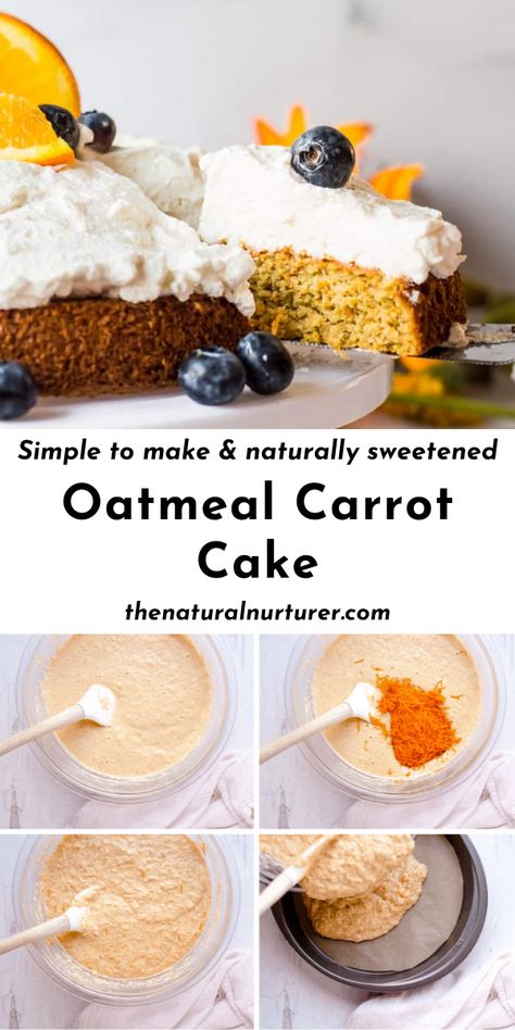 Carrot Cake No Frosting, Naturally Sweetened Cake, Healthy Birthday Cakes, Toddler Birthday Cakes, Healthy Carrot Cakes, Traditional Cakes, Carrot Cake Recipe, Homemade Whipped Cream, Healthy Cake