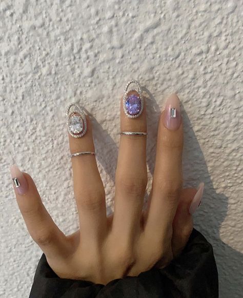 Nail Rings, Korean Nail Art, Asian Nails, Korean Nails, Geometric Nail, Fall Acrylic Nails, Gothic Metal, Nail Ring, Soft Nails