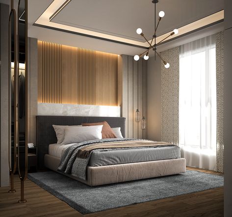 Master Bedroom on Behance Custom Metal Furniture, Luxury Apartment Decor, Bedroom Lighting Design, Luxury Ceiling Design, Simple Ceiling Design, False Ceiling Bedroom, New Ceiling Design, Custom Wood Furniture, Interior Ceiling Design