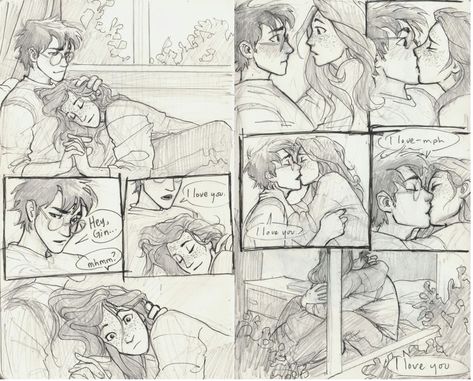 Harry Potter Art Drawings Sketches, Harry And Ginny Comics, Harry And Ginny Fanart, Harry X Ginny Fanart, Harry And Ginny Fan Art, Ginny And Harry, Memes Harry Potter, Harry Potter Ginny, Harry Potter Art Drawings