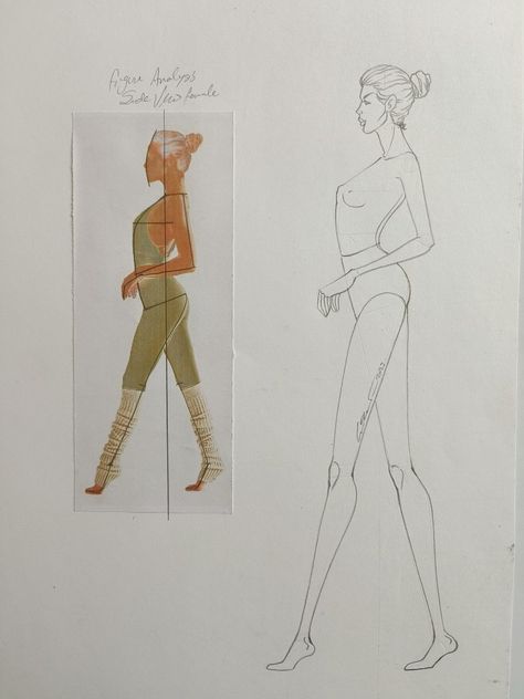 Side view figure Analysis female Side Croquis, Side Pose Illustration, Female Body Side View, Side View Poses, Side Poses, Female Croquis, Fashion Model Drawing, Croquis Fashion, Fashion Illustration Poses