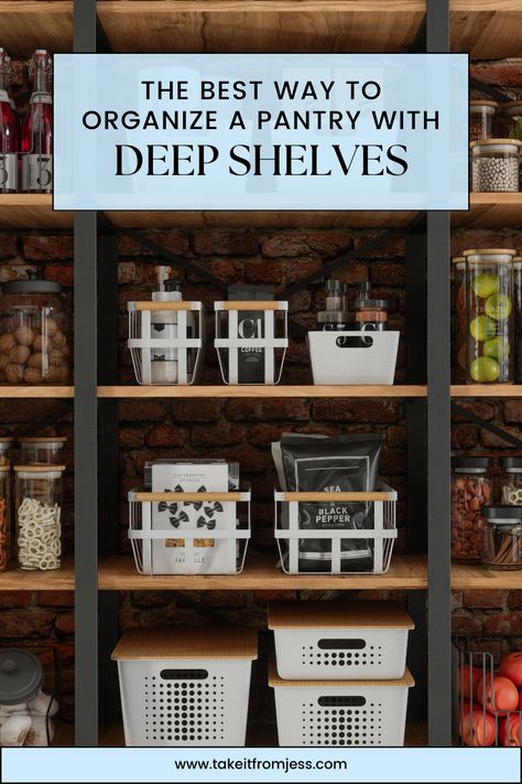 Learn how to organize a pantry with deep shelves with these practical tips. Maximize your space and keep everything easily accessible. Organizing A Pantry Cabinet, How To Organize A Deep Pantry, How To Organize Deep Pantry Shelves, Organizing Deep Pantry Shelves, How To Organize Pantry Shelves, Container Storage Ideas, Pantry With Deep Shelves, Organize A Pantry, Organize Pantry