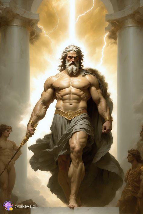 Zeus Concept Art, Zeus Aesthetic, Masculine Face, Zeus God, God Zeus, God Of Thunder, Divine Power, Greek Warrior, Greek Myth