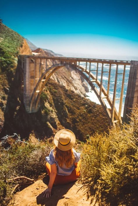 Heading down to Big Sur? Make sure to read these 6 tips for visiting Bixby Bridge, the famous Hwy 1 bridge (seen on Big Little Lies!) Bixby Creek Bridge is a must-stop on the things to do in Big Sur list. #bigsur #california Big Sur Camping, Calistoga California, Bixby Creek Bridge, California Road Trip Itinerary, Bixby Bridge, Trip Photography, California Road Trip, Famous Waterfalls, California Trip