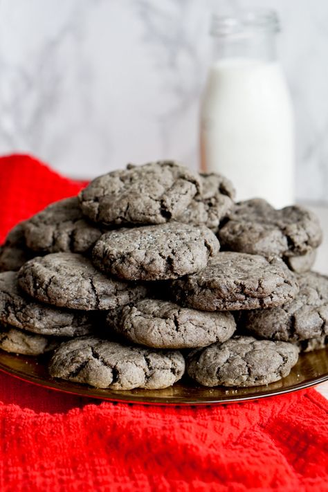 Easy Black Sesame Cookies - Mochi Mommy Black Sesame Cookies, Black Sesame Dessert, Sesame Recipes, Nut Butter Cookies, Black Sesame Paste, Seed Cookies, Sesame Paste, Sesame Cookies, Cookie Recipes Chewy