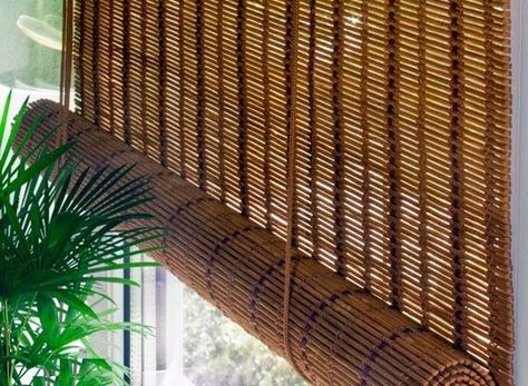 Bamboo curtains for window coverings in interior living room Outdoor Bamboo Curtains, Bamboo Door Curtain, Curtain Panels Living Room, Balcony Curtains, Bamboo Beaded Curtains, Bamboo Panels, Indian Living Rooms, Bamboo Curtains, Curtains And Draperies