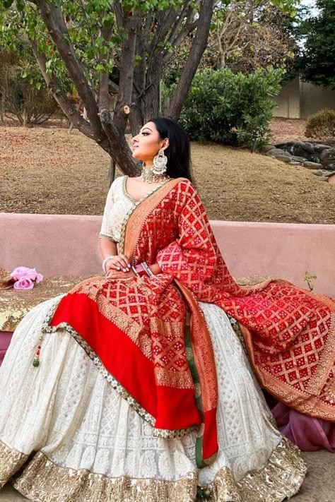 Amazing White and Red Colour Designer Lehenga Choli For Wedding for more visit https://www.joshindia.com/lehengas.html Indian Bridal Couture, Chikankari Lehenga, Mehendi Outfit, Latest Bridal Lehenga, Indian Outfits Lehenga, Wedding Lehenga Designs, Indian Bride Outfits, Bridal Lehenga Collection, Bridal Lehenga Red