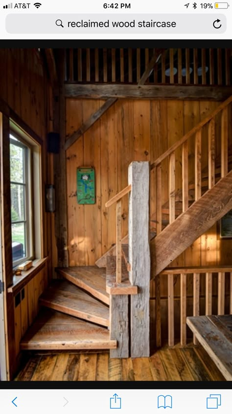 Rustic Barn Homes, Cabin Stairs, Cottage Stairs, Wood Stair Treads, Rustic Staircase, Rustic Stairs, Timber Frame Barn, Cabin Loft, Live Edge Slabs