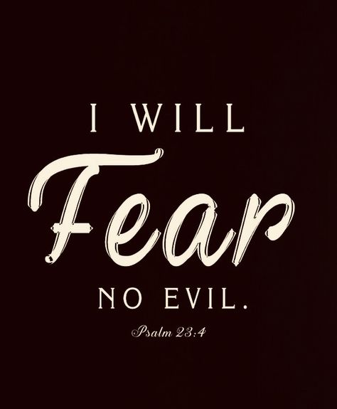 No Fear Quotes, Fear Motivation, I Will Fear No Evil, Fear No Evil, No Evil, Motivation Quote, Psalm 23, No Fear, Faith Inspiration