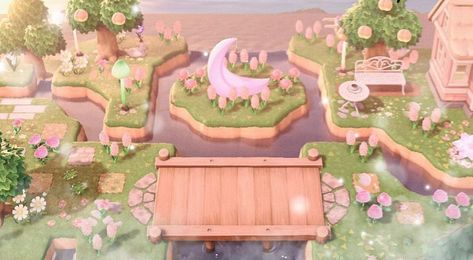 aesthetics & layout inspo! on Instagram: “stargazing area 💫☁️ [🌻] credits to sloomywy on twitter” Animal Crossing Island Inspiration, Fairy Island, Pink Island, Acnh Cottagecore, Animal Crossing 3ds, Animals Crossing, Ac New Leaf, Animal Crossing Guide, Animal Crossing Wild World