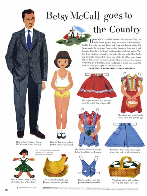 51_07 Papel Vintage, Vintage Paper Doll, Betsy Mccall, Paper Dolls Printable, Vintage Paper Dolls, Old Dolls, Paper Toys, Doll Clothes Patterns, Paper Doll