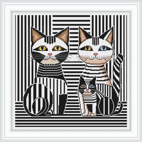 abstract pattern stock photos, vectors, and illustrations are available royalty-free for download. · Abstract white background Striped Cats, Counted Cross Stitch Patterns Free, Cat Cross Stitches, Cushion Embroidery, Cat Cross Stitch Pattern, Animal Cross Stitch Patterns, Striped Cat, Cat Cross Stitch, Cat Family