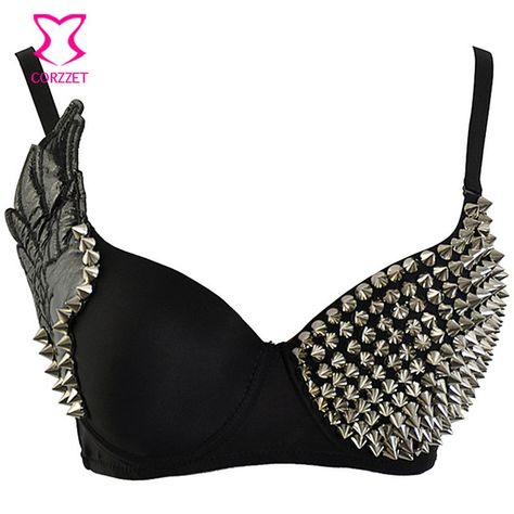 product image Burlesque Women, Studded Bra, Gothic Lingerie, Rock Style Clothing, Look Rock, Black Pants Men, Rock Outfit, Rock Outfits, Style Rock