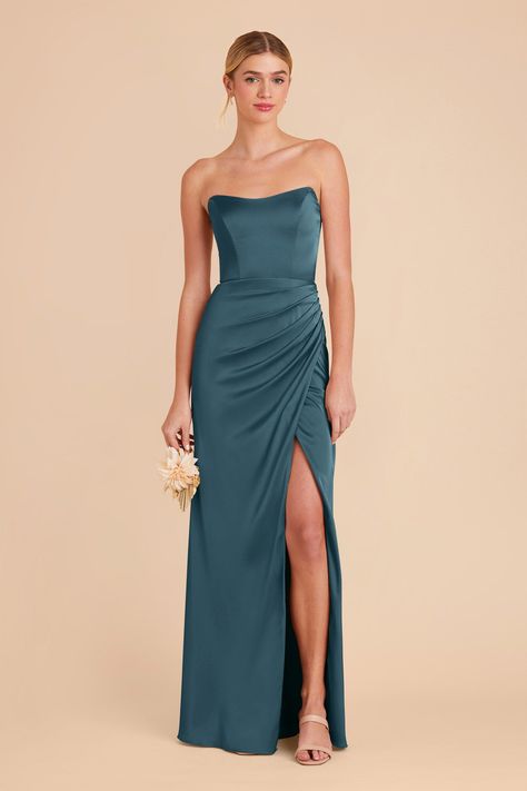 Anne Matte Satin Dress - Dark Teal Bridesmaid Dresses Teal Blue, Petrol Bridesmaid Dresses, Deep Teal Dress, Deep Teal Bridesmaid Dresses, Teal Wedding Guest Dress, Wedding Bridesmaid Colors, Teal Blue Bridesmaid Dresses, Dark Teal Bridesmaid, French Blue Bridesmaid Dress