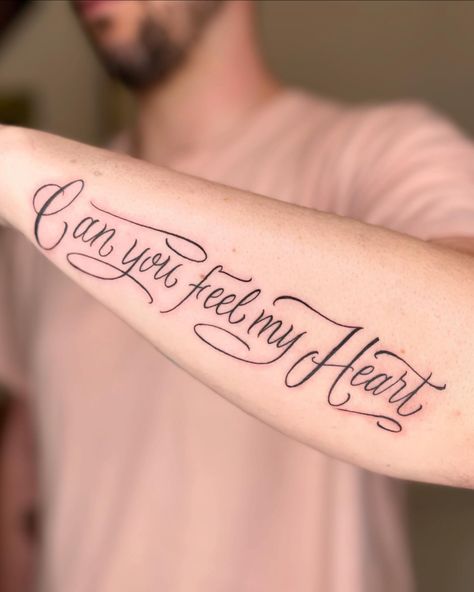 Can you feel my heart♥️ • • • • • #canyoufeelmyheart #tattoo #lettering #itspirro #bmth Tattoo Lettering, My Heart, How Are You Feeling, Tattoos, Feelings, Canning