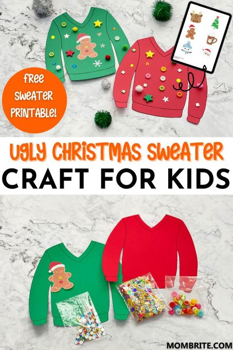 Christmas Sweater Craft For Kids, Ugly Sweater Craft Preschool, Ugly Sweater Ornament Template, Ugly Christmas Sweater Craft For Kids, Ugly Christmas Sweater Template Free, Christmas Sweater Template Free Printable, Sweater Template Printable, Ugly Sweater Craft For Kids, Ugly Sweater Templates Free Printable