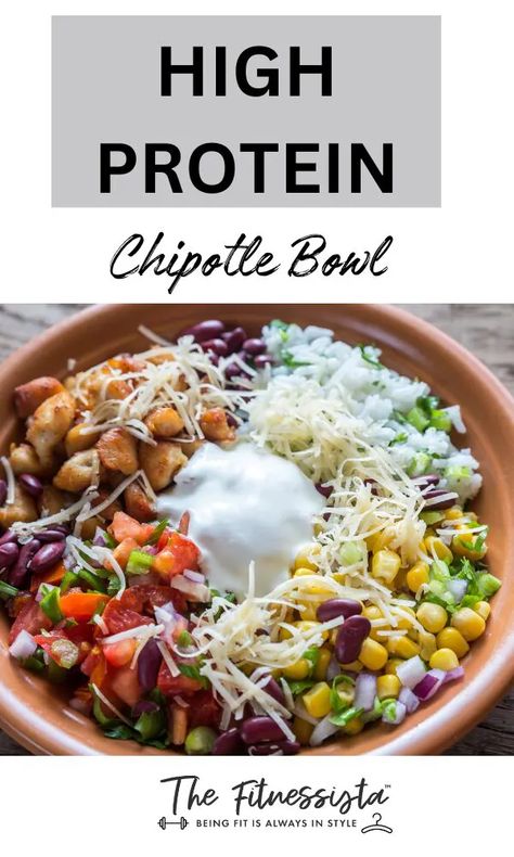 High Protein Chipotle Bowl Recipe Macro Friendly Chipotle Bowl, High Protein Mexican Bowl, High Protein Buddha Bowl, High Protein Chipotle Bowl, Protein Chipotle Bowl, Healthy Chipotle Bowl, Chipotle Bowl At Home, High Protein Bowls, Protein Bowl Recipes