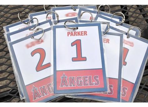 Baseball Name Tags For Dugout, Baseball Name Tags, Baseball Ideas For Team, Baseball Bag Tags Diy, Baseball Team Party Ideas, Opening Day Baseball Ideas, Baseball Team Mom Ideas, Tball Dugout Organization, Baseball Dugout Ideas