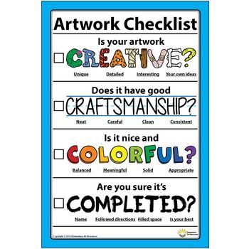 12" x 18" Poster Artwork Checklist Visual Arts Rubric - Elementary Art Art Classroom Organization, Art Rubric, Elementary Art Classroom, Art Room Posters, Art Classroom Management, Art Teacher Resources, Art Handouts, Middle School Art Projects, Art Classroom Decor