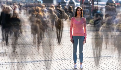 Alone In A Crowd, Steps Per Day, Walking Meditation, Benefits Of Walking, Yoga Exercises, Meditation Benefits, Workout Regimen, Power Of Positivity, Woman Standing