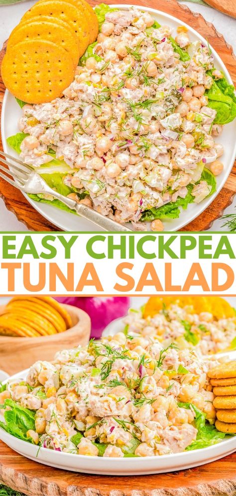 Chickpea Tuna Salad - Averie Cooks Canned Tuna Recipes Healthy Low Carb, Tuna Recipes Healthy, Tuna Salad Recipes, Chickpeas Salad, Easy Tuna Salad, Best Tuna Salad Recipe, Chickpea Tuna Salad, Chickpea Tuna, Canned Tuna Recipes