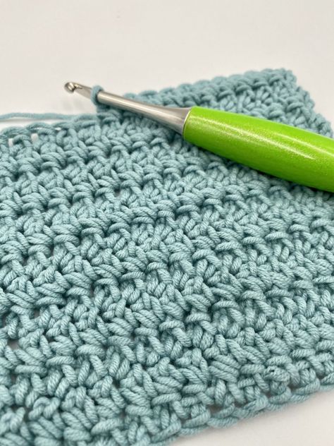 Learn The Extended Single Crochet Stitch | Through The Loop Yarn Craft Crochet For Variegated Yarn, Extended Single Crochet Stitch, Extended Single Crochet, Crochet Moss Stitch, Crochet Moss, Craft Mirror, Yarn Tutorials, 100 Crochet Stitches, Crochet Bloggers