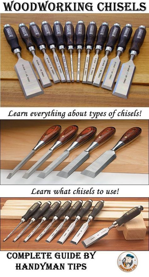 Every woodworking chisel has it's specific use! Learn everything about woodworking chisels and their usage from this thorough guide! Woodworking Chisels, Used Woodworking Tools, Woodworking Tools Workshop, Essential Woodworking Tools, Best Woodworking Tools, Wood Crafting Tools, Woodworking For Kids, Small Woodworking Projects, Learn Woodworking