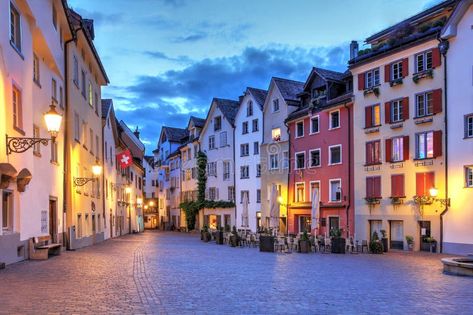 Arcas square in Chur, Switzerland royalty free stock images Chur Switzerland, Chur, Town Center, Night Scene, Stock Images Free, Switzerland, Royalty, Royalty Free, Stock Images