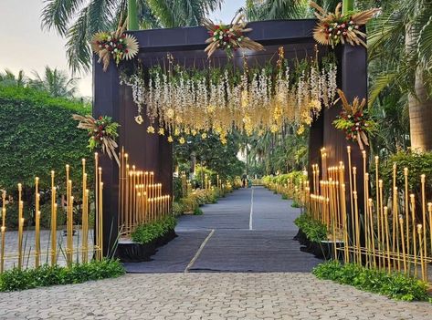 rustice wedding decor rustic wedding decorators outdoor wedding decorations ideas || Amazing rustic wedding decorations Entrance Design For Wedding, Entrance Gates Design For Wedding, Sangeet Entry Gate, Engagement Decorations Outdoor, Wedding Gate Decor, Marriage Entry Gate Decoration, Sangeet Entrance Decor, Entry Gate Decoration Wedding, Reception Entrance Decor