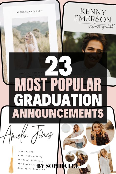 Seriously I am so thank ful for this post. Mt daughter gives me no input on what she wants for her grad announcements, but I am sure she will like one of these when I order them!! Highschool Graduation Invitations, Grad Invites High School, 2024 Graduation Invitations, Rsvp Graduation Cards, High School Announcement Ideas, 2024 Graduation Announcements, High School Grad Invitation Ideas, Homeschool Graduation Announcements, Senior Grad Announcements